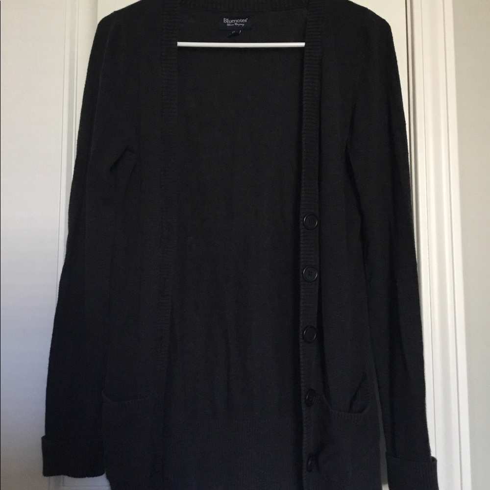 Navy Blue Button-Up Sweater In Fine Condition